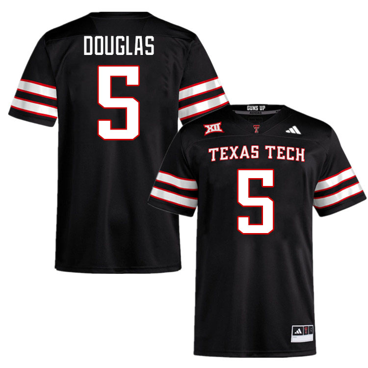 #5 Caleb Douglas Texas Tech Red Raiders Jerseys College Football Uniforms Stitched-Black